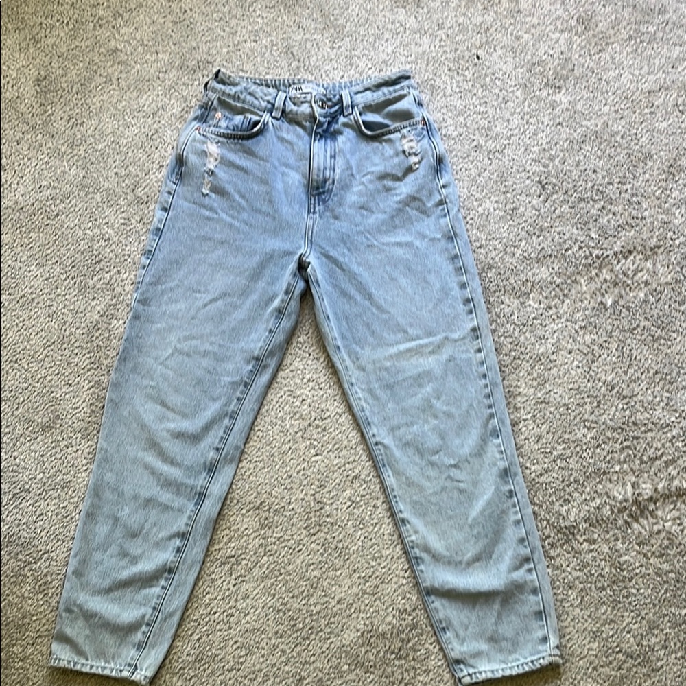 Zara Blue Boyfriend Jeans Relaxed Fit